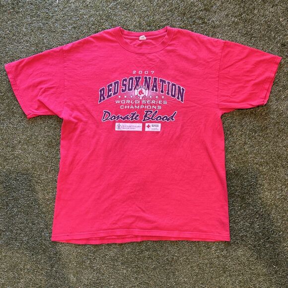 2007 Red Sox Nation World Series Champions Donate Blood Red T Shirt Men’s XL - Picture 1 of 10